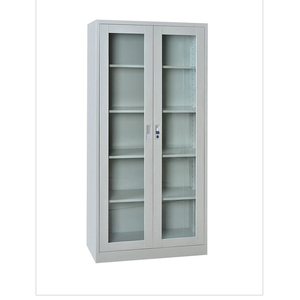 TG-A010|双门玻璃对开柜|柜子|铁皮柜|高柜|书柜|对开通玻柜